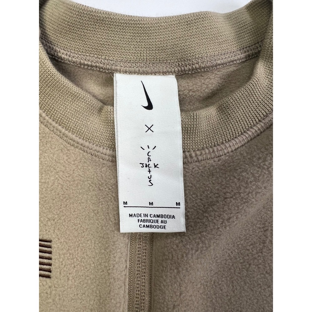 Nike Cactus Jack Sweatshirt Women Medium Tan Brown Travis Scott Fleece Cropped - Picture 4 of 7